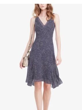 Women's Navy V-Neck A-Line Dress